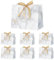 Geschenktaschen mit Krawatte, 6Stück Geschenktüten aus Papier, Groß Geschenkbeutel Papiertüten zum Einkaufen von Kleidung, Elegant Einkaufstasche Hochzeit Weihnachten Halloween, 28*20*10cm Weiß Golden