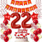 Deko 22. Geburtstag frauen Rot ,Geburtstagsdeko 22 jahre frauen Luftballons 22 Geburtstag dekoration Rot,Folienballon 22 Geburtstag deko frauen Rot Tortendeko 22 Geburtstag frau deko rot