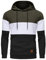 YuKaiChen Herren Pullover Herren Patchwork Hoodie Langarm Jacquard Kaputzenpullover Farbblock Sweatshirt mit Taschen ArmyGreen Weiß Schwarz Klein
