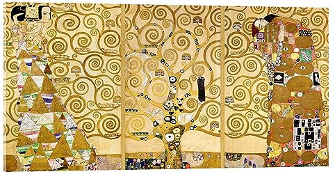 Posterlounge L'albero della vita (dettaglio) Stampa su vetro acrilico di Gustav Klimt 40 x 20 cm Giallo Quadri Decorazione per pareti