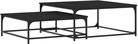 vidaXL Satztisch 2 STK., Couchtisch mit Satztisch Design, Beistelltisch für Schlafzimmer Wohnzimmer, Tisch stapelbar Sofatisch Nesting, Modern, Schwarz Holzwerkstoff