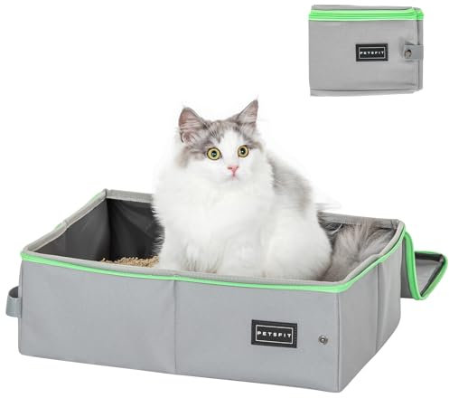 Petsfit Reise Katzentoilette, tragbare Katzen Reisetoilette mobiles Katzenklo für Auto, Portable Cat Litter Box für unterwegs