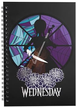 Cinereplicas Wednesday - Wednesday mit Cello-Notizbuch - 14.5 * 21cm - Offizielle Lizenz