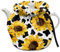 Jeiento Yellow Sunflower Tea Cosy Kettle Cover Black Cow Spots Kitchen Tea Pot Dust Cover Insulated Coffee Pot Cover for Teapots Decorations