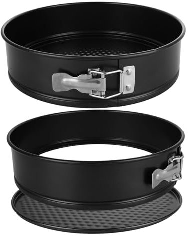 LOLYSIC 2Pcs Springform Cake Tins, 26cm 10 Inch Non Stick Cheesecake Tins with Loose Base, Carbon Steel Cake Tins Round Spring Form Pan for Cheesecakes Pie Quiches