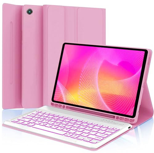 Funda para teclado Samsung Galaxy Tab A9 Plus de 11 pulgadas (SM-X210/X216/X218) 2023,7 Color Backlite 5G A9+ Funda magnética con soporte para bolígrafo S (rosa)