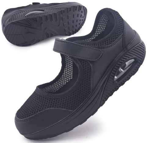 Git-up Scarpe da Passeggio da Donna con Chiusura Leggero Sneakers Infermiere in Mesh Traspirante Scarpe Cuscino d'Aria in Schiuma di Memoria