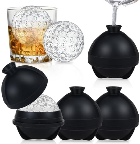 TOPAHGOD Large Ice Cube Moulds 4 PCS - 6 cm Big Silicone Round Ice Ball Maker with Funnel Lid - Reusable Giant Sphere Ice Ball Tray for Freezer, Whiskey, Cocktails and Drink - Easy Release