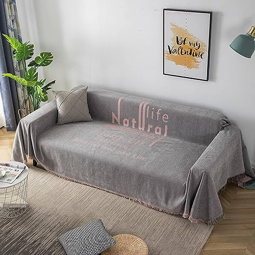 Bishilin Überzug Sofa 1 Sitzer, Couchbezug Eckcouch 130x180CM Grau mit Spruche Sofabezug Universal Katzenschutz
