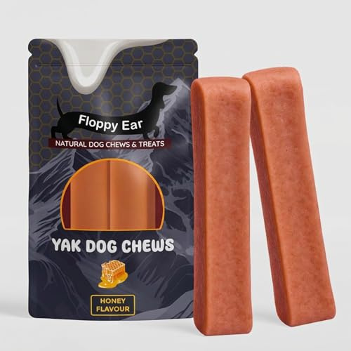 Himalayan Yak Dog Chews - Honey Flavour - Yak Chews with Milk for Dogs Large (pack of 2) - Rich in Protein & Calcium - Puppy Friendly - Dog Dental Sticks - 100% Natural