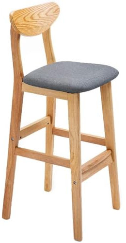 Barhocker aus Massivholz mit Stoffkissen, Retro-Schmetterlings-Rückenlehne, verstärkte Pedale und rutschfeste Matte, ideal für Restaurants, Grau, 63 cm