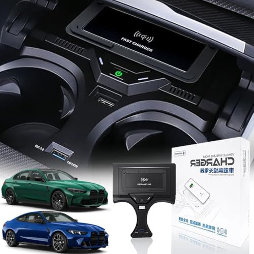 Singkin Kabelloses Auto Ladegerät für BMW 3 Series G20 2019-2024, für BMW 4 Series G22 2020-2024, für BMW 2 Series 2022-2024, OEM-Passform mit 27W USB-A & Type-C Schnellladendes Handy-Ladegerät