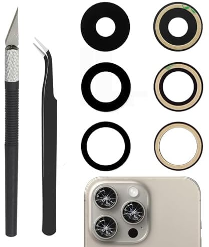 Cemobile 1 Set Back Rear Camera Glass Lens Replacement for iPhone 15 Pro 6.1 Inches with Adhesive Preinstalled and Reparing Tool Kit