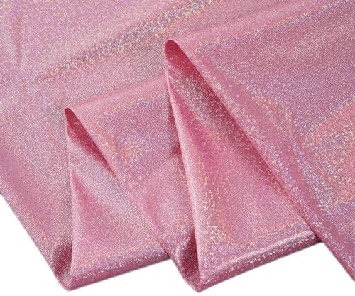 Blausky Glitzerstoff,Paillettenstoff,Dekostoff mit kleine Pailletten,Glitter Stoffe,Laserstoff,Glanz Stoff,Bunte Deko Stoffe,für Bühnenkostüme,Tischedeko,Bogenknoten,100 cm x 150 cm,Rosa