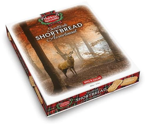 Highland Speciality Traditional Shortbread Selection 400g - Luxury Scottish Stag Design Box - Traditional Christmas Biscuit Gift - Product of Scotland