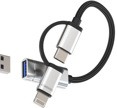 USB female to USB C Lightning male Adapter(2 in 1)OTG 3.0 Cable USB-A Port Flash Drive for Apple iPhone16 15 14 promax for iPad Type C Connector Mouse Keyboard Tablet Dongle compatible for Samsung S24