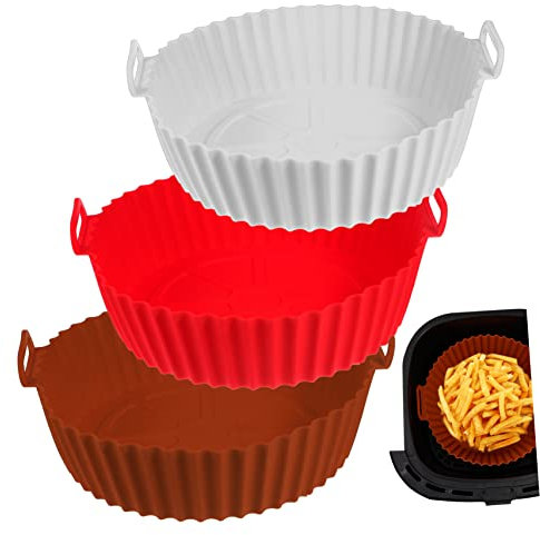 TOPBATHY Luftfriteusen 3st Bratpfanne Silikonbackformen Silokonbackformen Backtopf Für Die Heißluftfritteuse Matten Für Heißluftfritteusen Grillschale Silikoneinsatz Zum Backen Luftfritteusen-pads