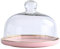 Gaxcent Kuchenhaube Keramik Kuchenplatte Glas, Kuchenglocke Ständer Tortenständer Glashaube Lebensmittel Abdeckung Für Hochzeit Geburtstag Party,Rosa,25cm