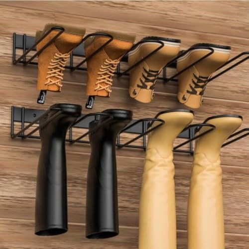 CZ CHENGZHANG 2 Pack Welly Boot Rack - Wall Mounted Welly Boot Stand for 6 Pairs - Metal Storage Rack for Outdoor and Indoor - Outdoor Shoe Storage for Entryway Garage Mudroom Rack