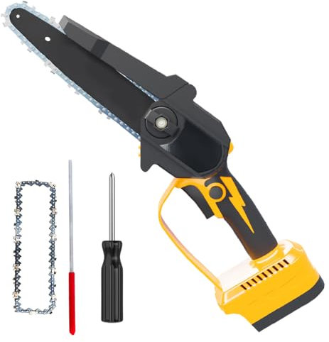Mini Chainsaw 6 Inch, Electric Chainsaw Cordless Compatible with Dewalt Battery & 2 Chains, Light Weight Battery Chainsaw, Small Chain Saw with Safety Lock for Wood Cutting Tree Pruning (no Battery)