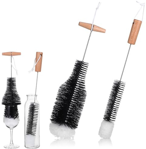 TOGEVAL 2pcs Wood Stove Cleaning Brush Set Wire Chimney Brushes Long Handle Fireplace Cleaning Tools for Pellet Stove and Wood Burning