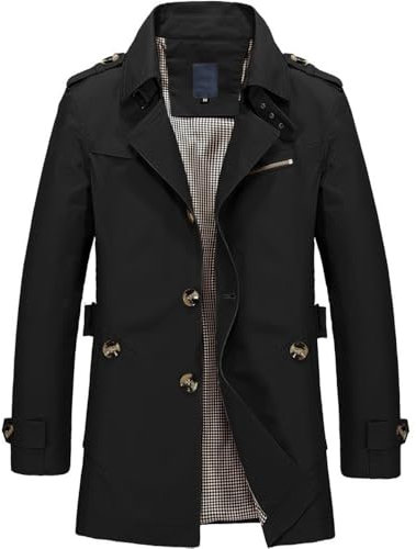 MEIMIYI Outdoorjacke Herren Lose All-Match Große Langarm Jacke Herren Klassisch Gutaussehend Vintage Sport Jacke Herren Einfarbig Mode Casual Jacke Herren K-Black M
