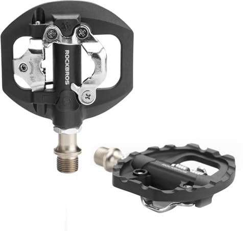 ROCKBROS Fahrradpedale MTB, Pedale SPD und Flat Pedale 2 in 1 aus Nylonfaser Leicht und rutschfeste, Klickpedal SPD für BMX, Gravel und Trekking