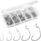 50 Stück Offset Wurm Jig Haken, 5 Größen Kohlenstoffstahl Wurm Angelhaken Set, Drop Shot Haken mit Kunststoff-Box, High Carbon Stahl Würmer Haken, Angel Haken für Gummifische Jigs, Creature Köder
