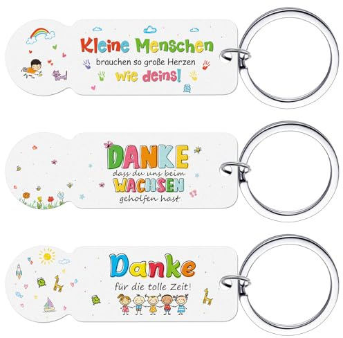 Otuuz 3 Stück Abschiedsgeschenk Erzieherin Einkaufswagenchip Metall | Einkaufswagenlöser Schlüsselanhänger, Einkaufschip Wagenlöser, Danke Geschenk für Erzieher, Kindergarten, Kita, Abschied