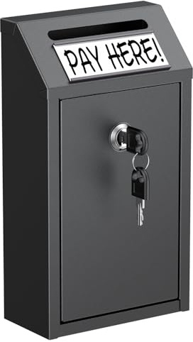 Uniclife Money Box for Cash, Suggestion Box for Home, Office & Shop | Locking Key Drop Box with Magnetic Label Holder, Metal Donation Box, Wall Mount Mailboxes for Outside