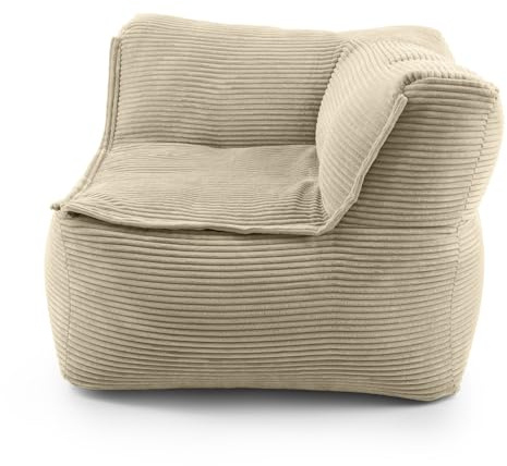 LUMALAND Modular Sitzsack Ecke rechts Cord 340 L für Modulares Sofa | ideales Match mit Sessel & Pouf | EPS Perlen Bean Bag mit Füllung | Indoor Lounge Sitzkissen waschbar für Wohnzimmer, Schlafzimmer