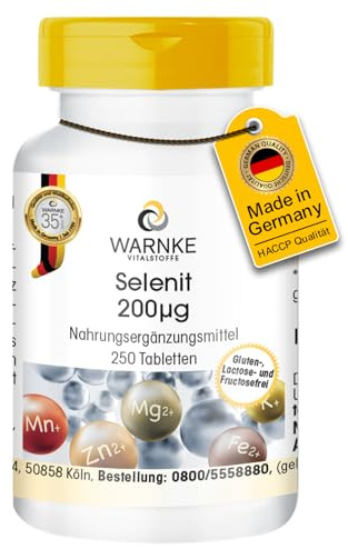Selenit 200μg – 250 tabletter – 200μg selen per tablett – natriumselenit – HÖG DOSERING – Tysk apotekskvalitet – vegan | Warnke Vitalstoffe