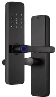 OPFVUJIKX serrure intelligente, Serrure De Porte Électrique Intelligente F7 À Empreinte Digitale Avec Poignées Plus Longues Et Larges, Design Miroir Télécommande Via Application(22x195)