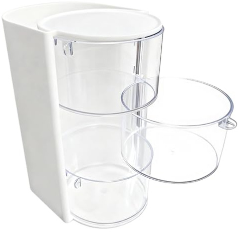 boxoon Weißer 3-lagiger drehbarer Make-up-Organizer, transparente Kosmetikaufbewahrung, mehrere Fächer für Lippenstift und Pinsel, Schreibtisch-Organizer