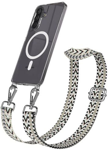 EAZY CASE Handykette - Verstellbares Taschenband kompatibel mit Galaxy A57, Schulterriemen, Handykordel mit Silikon Hülle, Qi Charging kompatibel, Umhängetasche, Grün Schwarz Silber