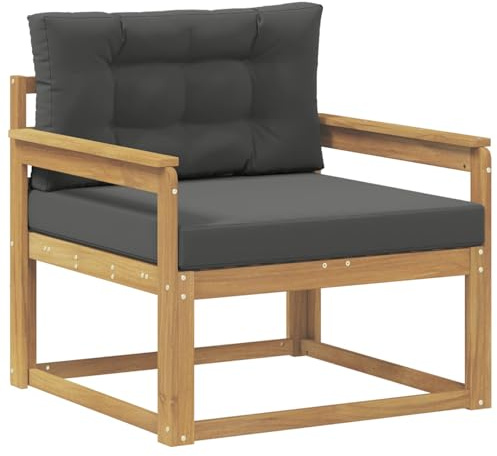 vidaXL Outdoor Mittelsofa Polyester Weiß, Akazienholz Outdoor Mittelsofa, wetterfestes Patiositzmöbel, modernes Möbel für Gartenlounge und Balkon