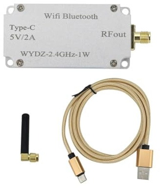 HWIREUIGT Bloqueador de Señal Bluetooth WiFi de 2,4 GHz y 1 W, de Alta Potencia, Alimentado por USB Tipo C, con Antena.