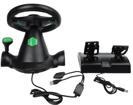Lagomloot USB Racing Lenkrad mit Vibration, Kompatibel mit Switch, für Xbox 360, PS4, PS3, PC, Ergonomisches ABS-Design für Sim-Rennspiele