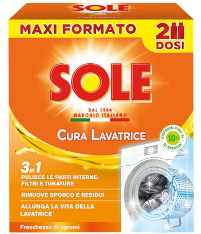 Sole Cura Lavatrice Freschezza di Agrumi, Confezione da 2 Cura Lavatrice da 250 ml