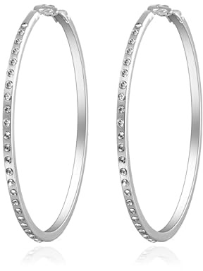 Philip Jones Silver Plated 50mm Hoop Earrings Created with Zircondia® Crystals