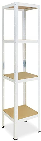 shelfplaza Home 155x30x30cm Schwerlastregal weiß mit 4 Böden x 175kg | Kellerregal · Lagerregal · Metallregal · Regale für Kellerraum · Steckregal · Abstellraum Regal