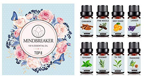 Set de aceites esenciales de aromaterapia orgánica - TOP8 Difusores de aceite, incienso, lavanda, árbol de té, naranja dulce, menta, canela, aguja de pino, romero para el hogar, oficina, sueño, yoga