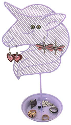 Bucasi Süßer Einhorn-Schmuckorganizer für Aufbewahrung – Teenager Ohrring- und Ringständer – Geschenkidee für Mädchen (lila)