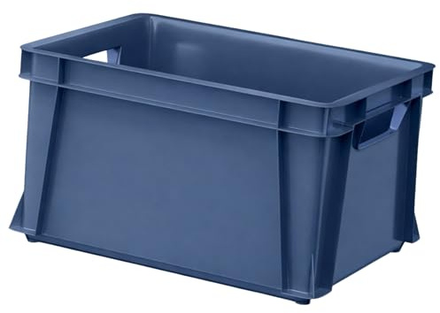ARTECSIS® 1 x Kunststoffkiste 29L (stapelbar) blau - Transport & Lagerbox (41x34x24cm) - Aufbewahrungsbox & Lagerkiste aus stabilem Kunststoff - Ordnungsbox & Transportkiste Garten & Werkstatt