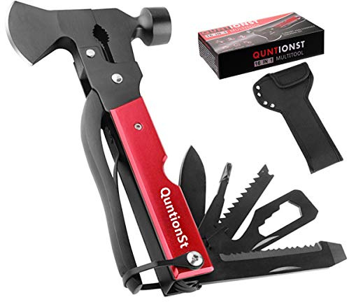Campingausrüstung, Multitool, Strumpffüller für Herren, Weihnachtsgeschenke für Vater, Ehemann, Freund, 16-in-1, Campingzubehör, Multitool, Beil, Camping-Werkzeug mit Axt, Hammer, Zange, Messer,