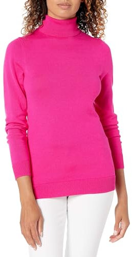 Amazon Essentials Maglione A Collo Alto E Maniche Lunghe Leggero con vestibilità Classica (Taglie Forti Disponibili) Donna, Rosa Brillante, XL