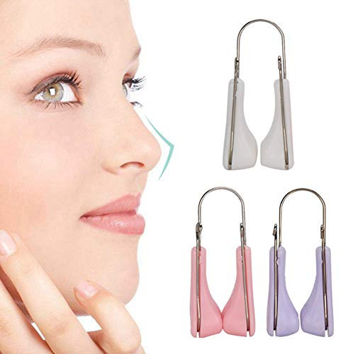 Nose Shaper Clip, Schmerzfreier Nose Bridge Straightener Corrector, Weiche Silikon Nose Bridge Shaping Nose Abnehmen Nose Up Lifting Clips Tool (Pink + Lila + Weiß)