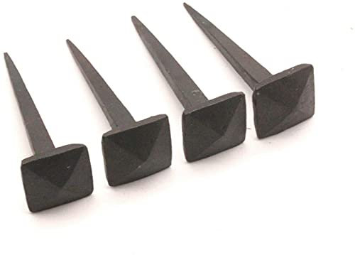 Traditional Hand Forged Handmade 4Pcs of Black Rustic Square Spike Head Iron Nails Set (80mm) – High Quality Decorative Wall Pins Nails