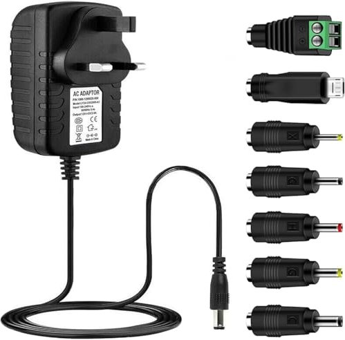 Auroh 12V 2A Power Supply for LED Strip Lights CCTV Camera, DVR, Router, 100-240V AC to DC 12V Converter Adapter Driver Transformer, UK Plug, 5.5mm x 2.1mm