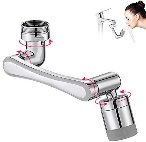Luftsprudler Wasserhahn Aufsatz, 1440°Drehbar Wasserhahn Strahlregler, Multifunktionaler Verlängerungshahn Mit 2 Sprühfunktion, Wassersparender Siebstrahlregler, Perlatoren Für Wasserhähne,Silber
